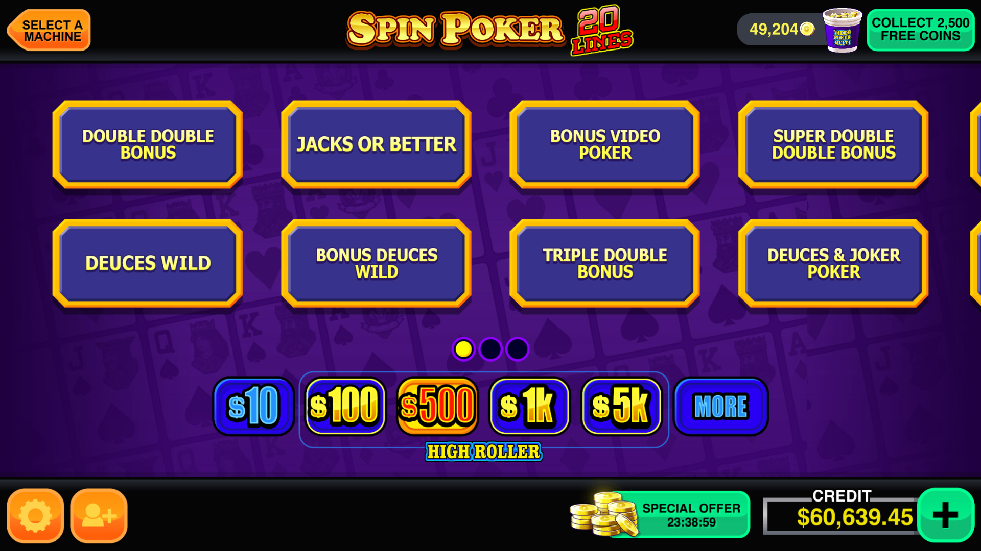 Video Poker Multi Pro™ mobile casino game - gameplay screenshot 5 showing in-app interface