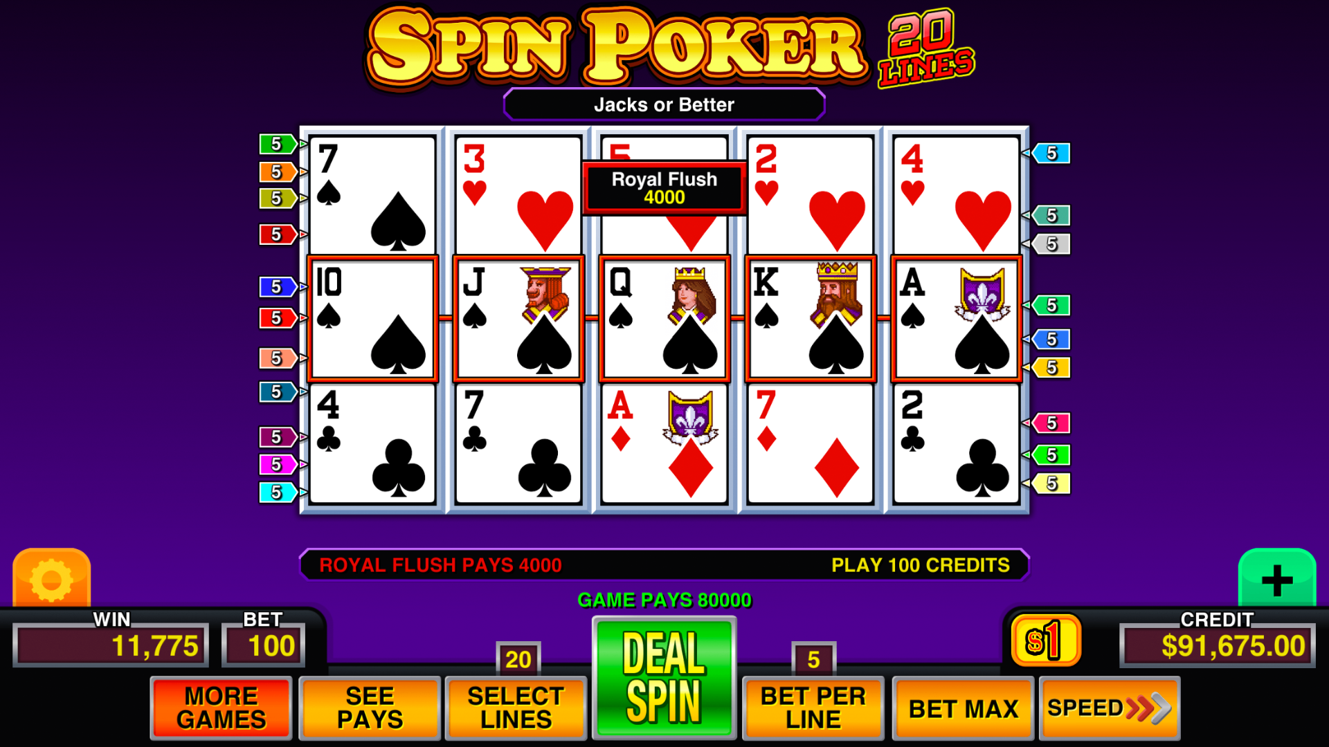 Video Poker Multi Pro™ mobile casino game - gameplay screenshot 9 showing in-app interface